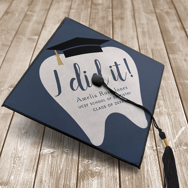 Minimal Dentistry School Tooth Graduation Cap Topper (Creator Uploaded)