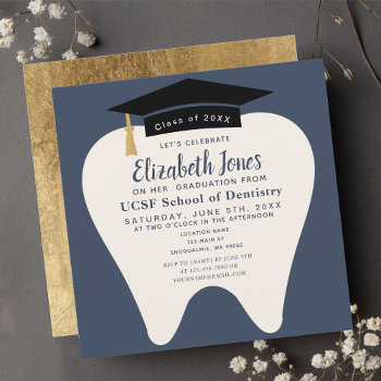 Minimal Dentistry School Tooth Graduation Party  Invitation by ThePaperieGarden at Zazzle