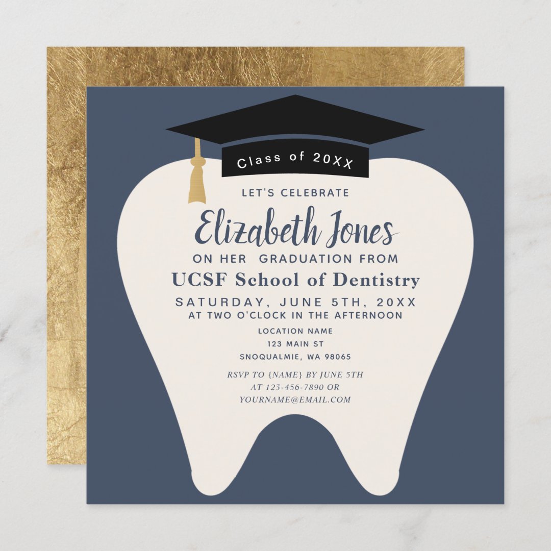 Minimal Dentistry School Tooth Graduation Party Invitation Zazzle