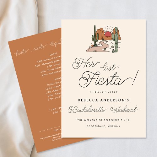 Minimal Desert Fiesta Bachelorette Weekend Invitation