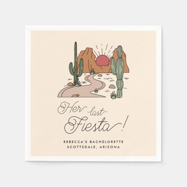 Minimal Desert Fiesta Bachelorette Weekend Napkins (Front)