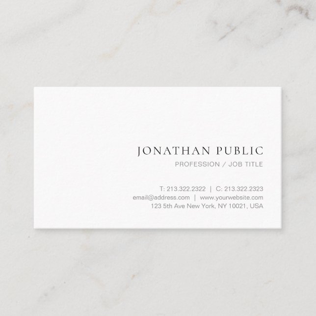 Minimal Design Elegant Plain Modern Cool Business Card (Front)