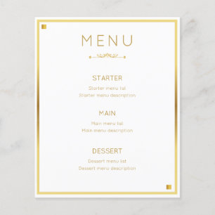 Minimal Design Gold Border Wedding Event Menu