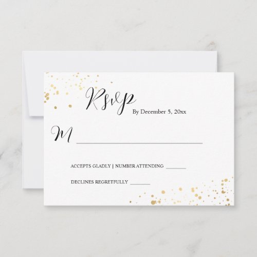 Minimal Design Gold Splashes Wedding RSVP Card