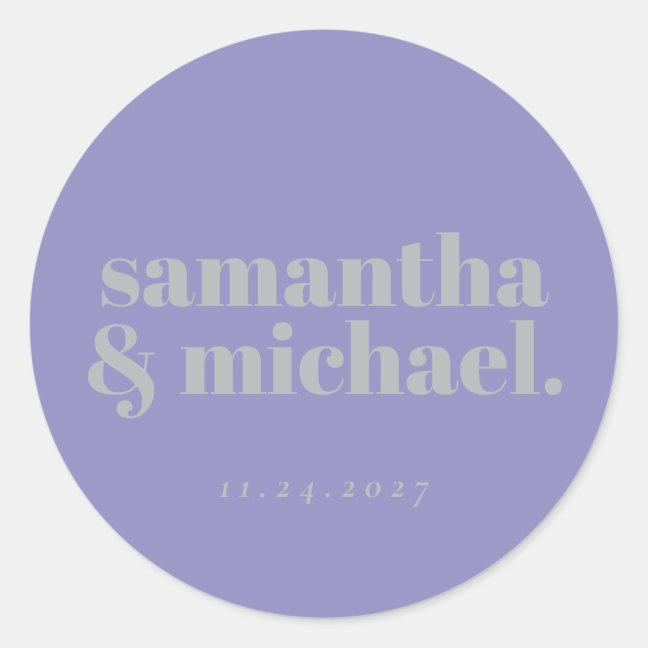 Minimal Design Lavender Silver typo Welcome Classic Round Sticker