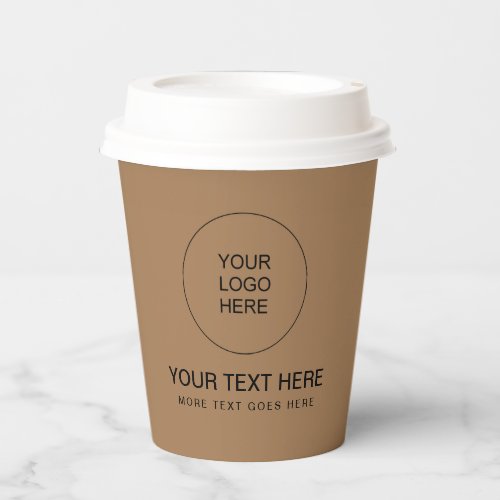Minimal Design Light Brown Papercup With Lid Paper Cups