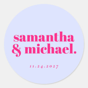 Minimal Design Lilac Pink typo Welcome Classic Round Sticker