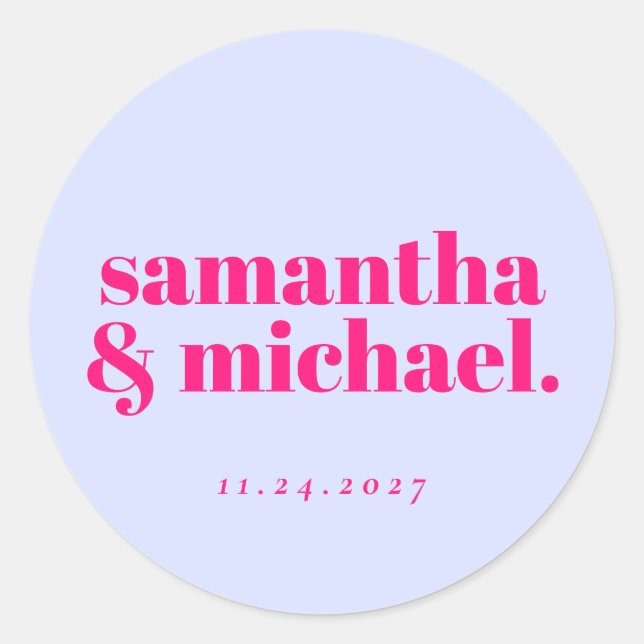 Minimal Design Lilac Pink typo Welcome Classic Round Sticker (Front)