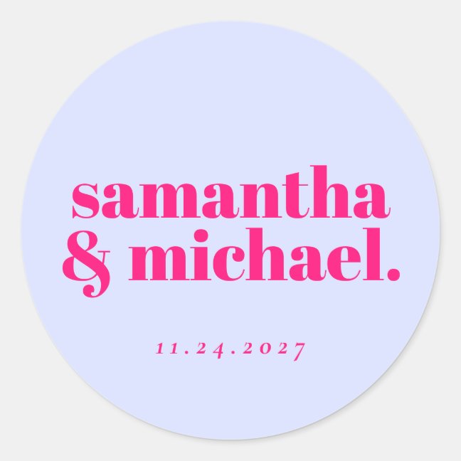 Minimal Design Lilac Pink typo Welcome Classic Round Sticker