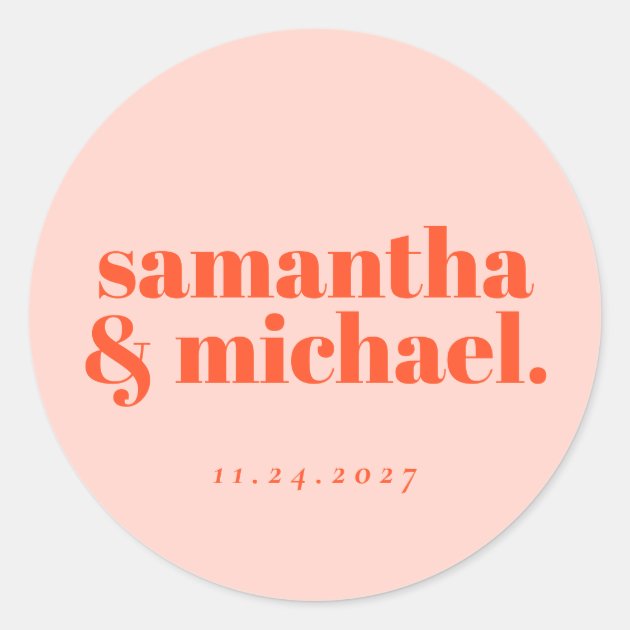Minimal Design Orange Pink typo Welcome Classic Round Sticker