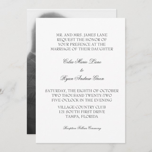 Minimal Design Simple Wedding Invitation (Front/Back)