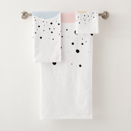 Minimal design  with dots bath towel set