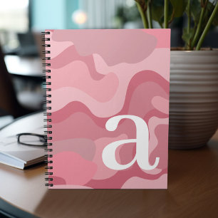 Minimal Design with Huge Modern Monogram pink line Notebook