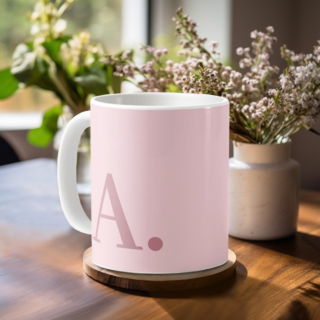 Minimal Design with Huge Modern Monogram Rose Coffee Mug (Personalized mug with monogram)