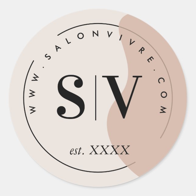 Minimal Designer Beauty Salon Business Logo  Class Classic Round Sticker (Front)