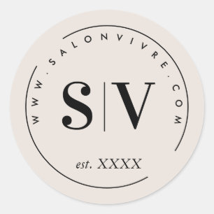 Minimal Designer Beauty Salon Business Logo Class Classic Round Sticker