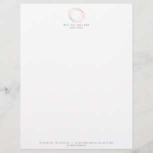 Minimal Designer Scribble Logo in Rose Gold Letterhead
