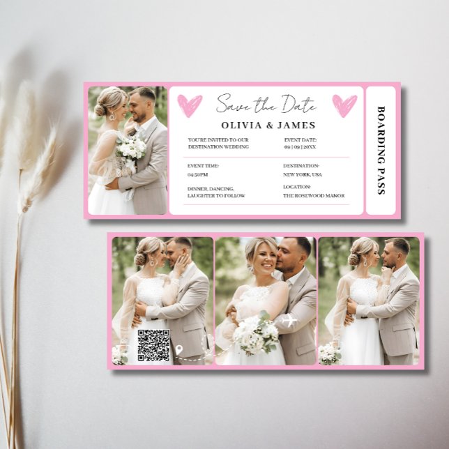 Minimal Destination Wedding Boarding Pass Invite (Minimal Destination Wedding Boarding Pass Invite)