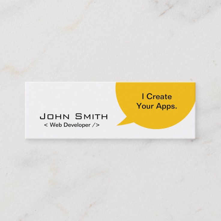 Minimal Dialog Web Developer Mini Business Card | Zazzle