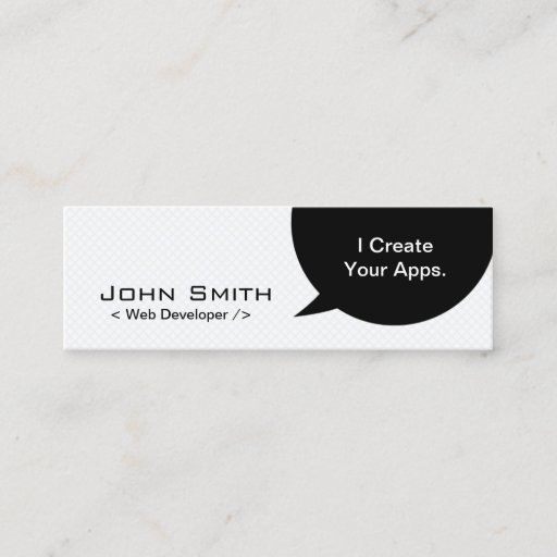 Customizable Minimal Dialog Web Developer Mini Business Card
