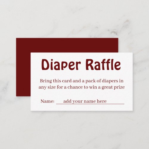Minimal Diaper Raffle Co_ed Baby Shower Request  Enclosure Card