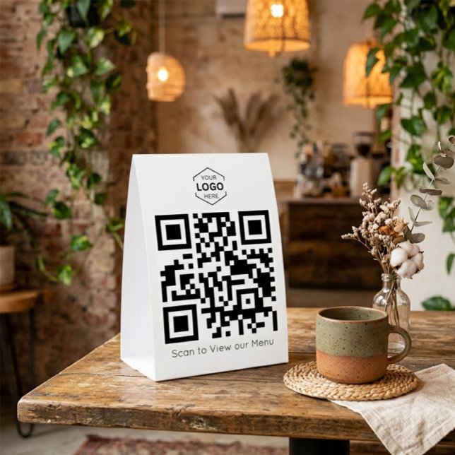 Minimal Digital Menu scan QR Code Paper Table Tent (Creator Uploaded)