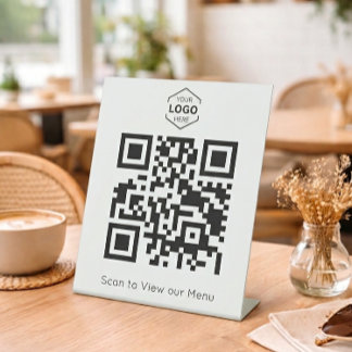 Minimal Digital Menu scan QR Code Pedestal Sign