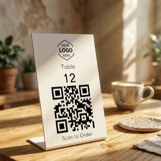Minimal Digital Scan to Order QR Code Table Number Pedestal Sign