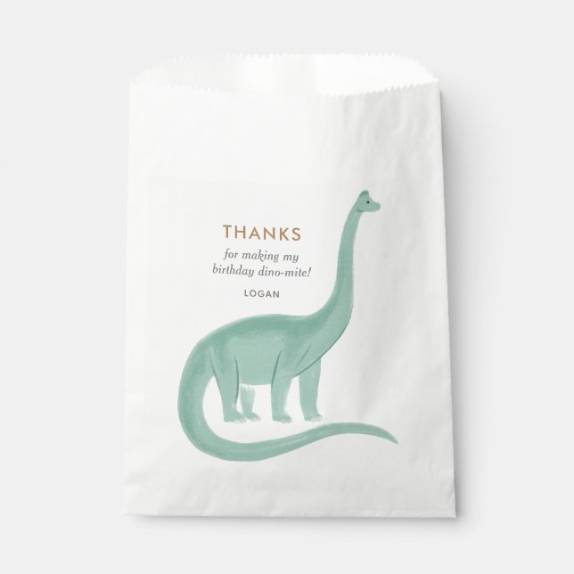 Minimal Dinosaur Birthday Party Favor Bag (Front)