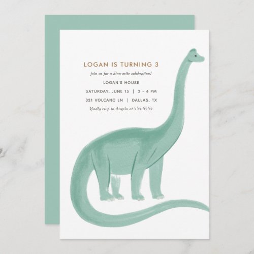 Minimal Dinosaur Birthday Party Invitation