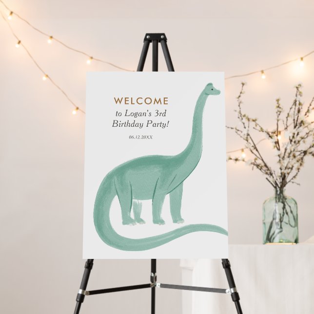 Minimal Dinosaur Birthday Party Welcome Sign (In Situ (Stand))