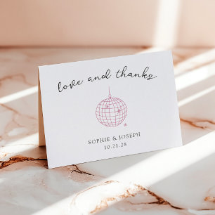 Minimal Disco Ball Wedding Letterpress Thank You Card