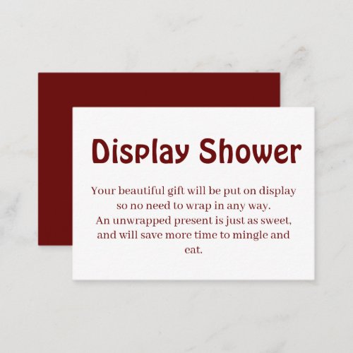 Minimal Display Shower Co_ed Baby Shower Request  Enclosure Card