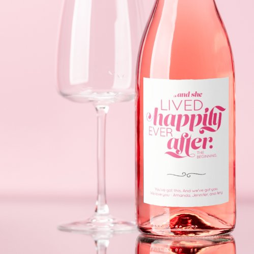 Minimal Divorce Happily Ever After Gift Woman Pink Wine Label
