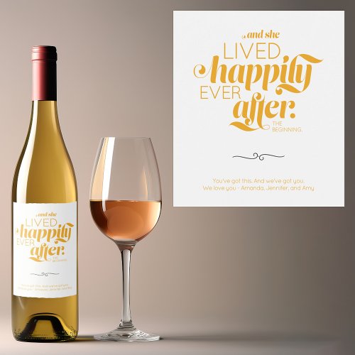 Minimal Divorce Happily Ever After Woman Gold Wine Label