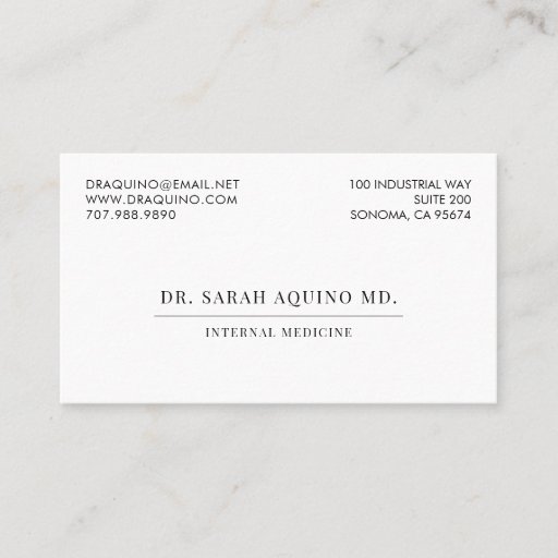 Customizable Minimal Doctor Physician Business &amp; Appointment Business Card