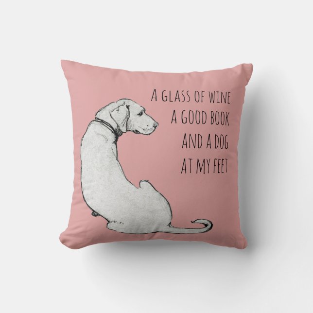 Minimal Dog Mom Quote Labrador Art Pink Throw Pillow (Front)