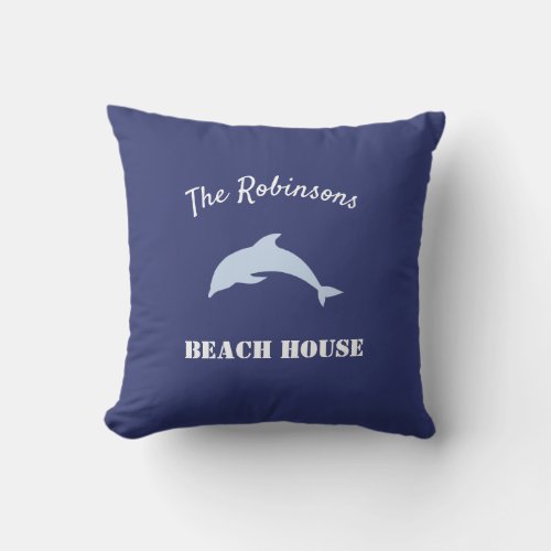 Minimal dolphin silhouette custom throw pillow