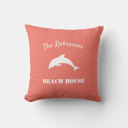Minimal dolphin silhouette custom throw pillow