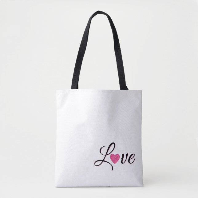 Minimal Dotted Heart Design Tote Bag (Front)