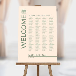 Minimal Double Happiness Wedding Seating Chart Foam Board