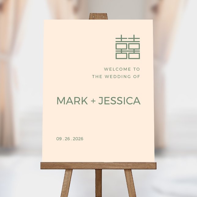 Minimal Double Happiness Wedding Welcome Sign (Creator Uploaded)