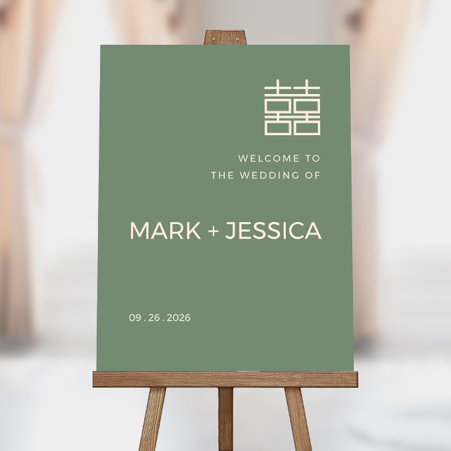 Minimal Double Happiness Wedding Welcome Sign (Creator Uploaded)