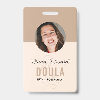 Minimal Doula Identity Photo Design in Soft Beige Badge