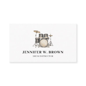Minimal Drum Set Private Drum Teacher Instructor Business Card