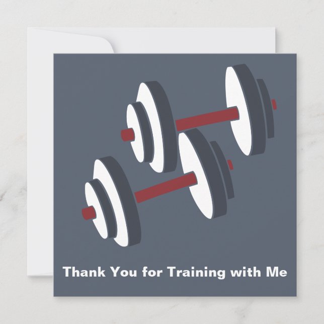 Minimal Dumbbell Grey White Thank You Card (Front)