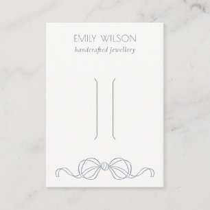 Minimal Dusky Blue Coquette Bow Hairpin Display Business Card