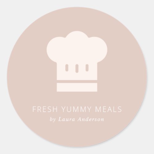 Minimal Dusky Blush Rose Pink Chef Hat Catering Classic Round Sticker