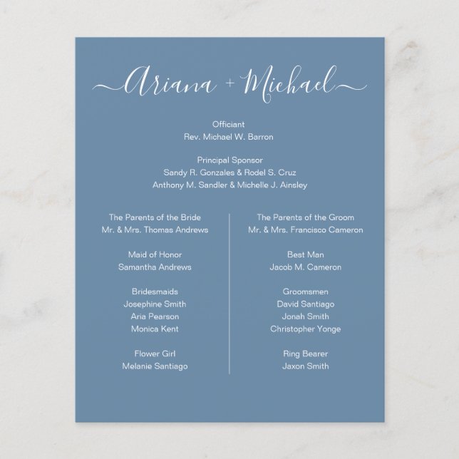 Minimal Dusty Blue and White Simple bridal party  (Front)