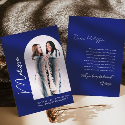 Minimal Dusty Blue Bridesmaid Proposal Card